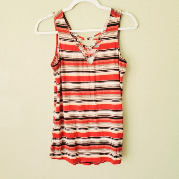 24/7 Maurices Multicolored Striped Sleeveless V-Neck Blouse Size XS NWT - Picture 5 of 9